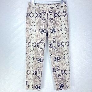 Worthington Womens Modern Fit Sz 4 Cream Mid Rise Snakeskin Print Pants/Trousers